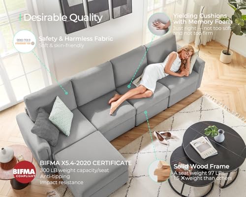 LINSY HOME Modular U Shaped Sectional Sofa with Storage, Blue M8981