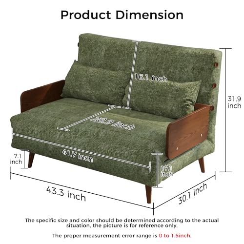 Convertible Chair Bed Sleeper for Adults with Wooden Arms, Linen G638