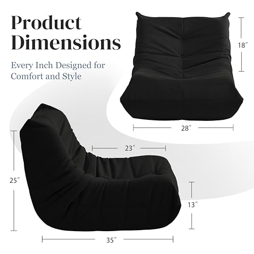 Bean Bag Chair for Adults Suede Microfiber Fireside Floor Chair 3-Seater Beige F151744