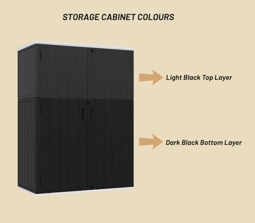 KINYING Outdoor Vertical Storage Shed 57 Cu.ft Waterproof Lockable Brown C842304