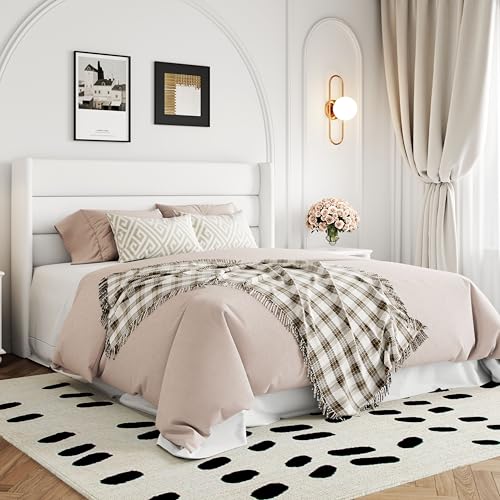 Allewie Full Size Lift Up Storage Bed with Wingback Headboard, Light Beige C85153