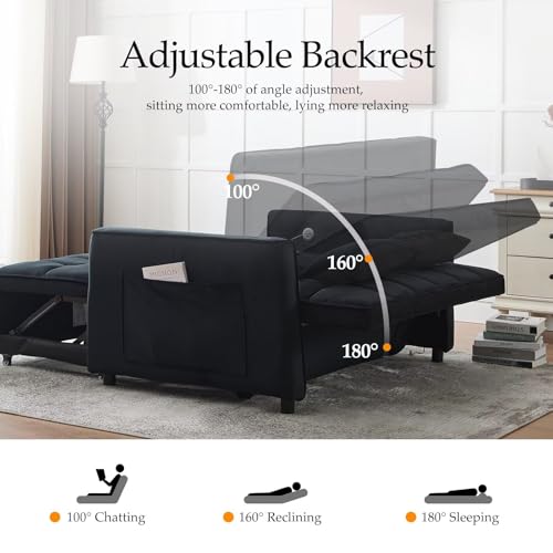 Modern 3 in 1 Convertible Sleeper Sofa Couch Bed with USB, Light Grey M684