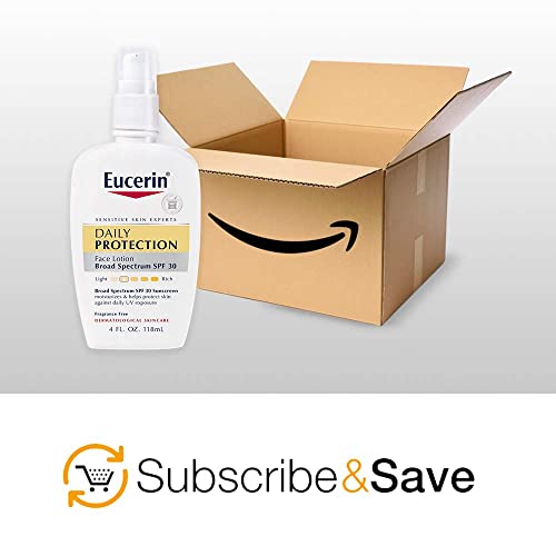 Eucerin Daily Protection Face Lotion SPF 30 Sunscreen for Sensitive Dry Skin, Fragrance Free, 4 Fl Oz W716579