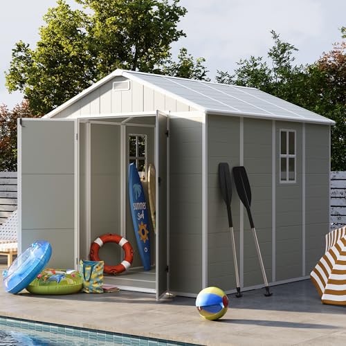 UDPATIO Outdoor Storage Shed 6x6 FT Resin Garden Shed with Lockable Door D90316