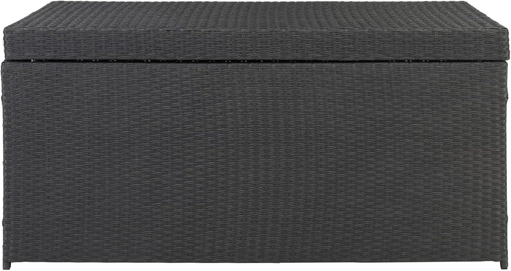 132 Gallon PE Rattan Deck Box with Lid - Weather Resistant Storage Container P858