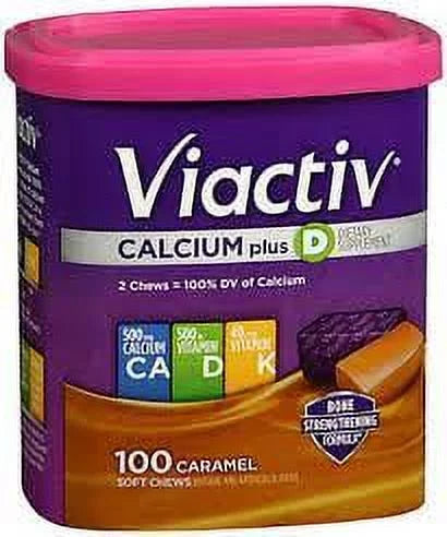 VIACTIV Calcium Plus D Soft Chews, Caramel, 100 Count (Pack of 2) T667853