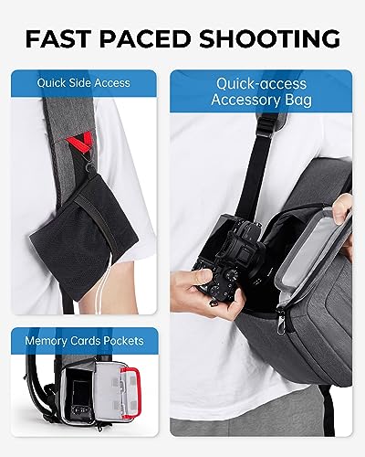 BAGSMART Camera Backpack, Expandable DSLR Travel Bag with 15.6" Laptop Compartment, Black L75343
