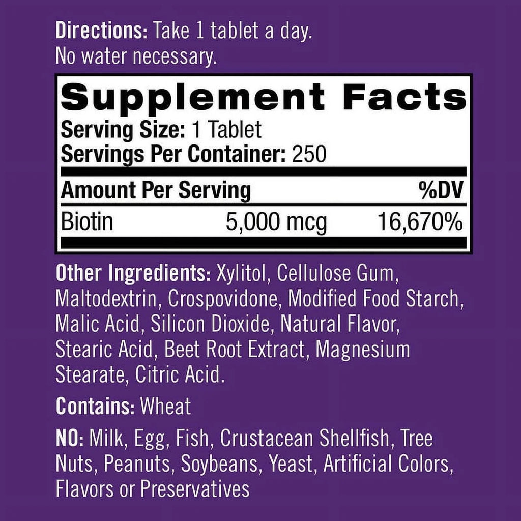 Natrol Biotin BEAUTY 5000 mcg Strawberry Flavor Fast Dissolve Tablets A747
