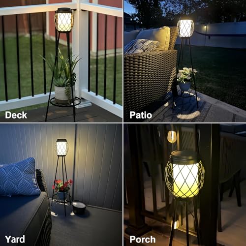 2 Pack Solar Lights Outdoor with Plant Stands - Metal Tripod Patio Decor M835880