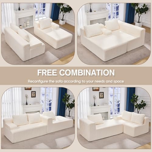 Modular Sectional Sofa L-Shape Couch with Oversized Chaise, Grey Stripe I49459