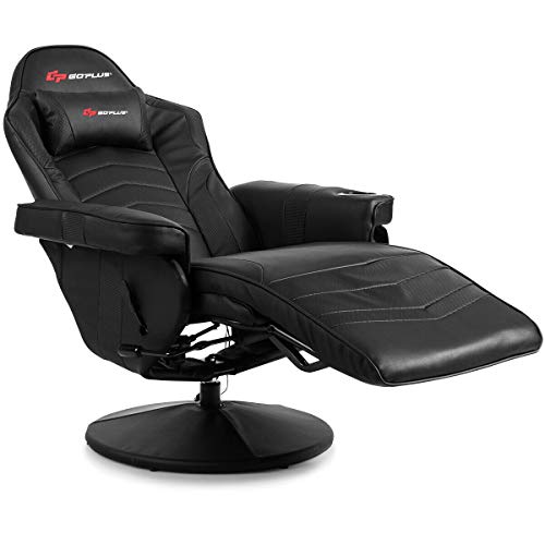 Goplus Massage Gaming Chair, Racing Recliner with Footrest, PU Leather N121