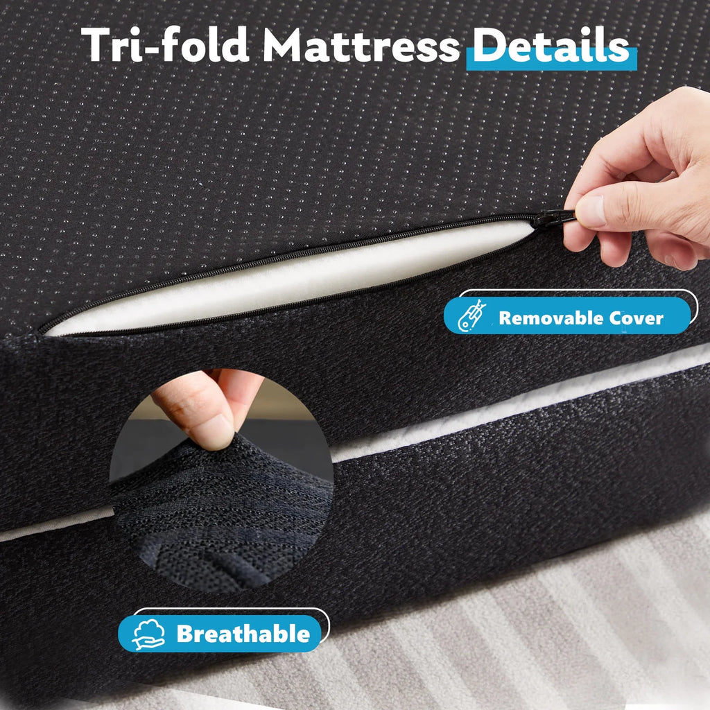 Smiaoer 3 Inch Folding Queen Memory Foam Mattress with Cover I9742