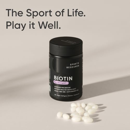 Sports Research Vegan Biotin 10,000mcg with Coconut Oil, 120 Softgels W9216