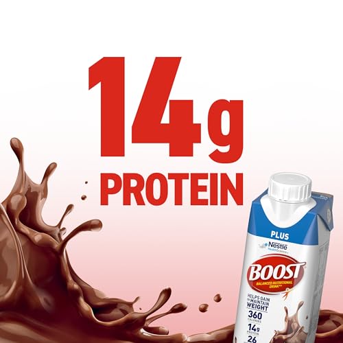 BOOST Plus Nutritional Drink, Rich Chocolate, 8 fl oz, 24 Pack N58514