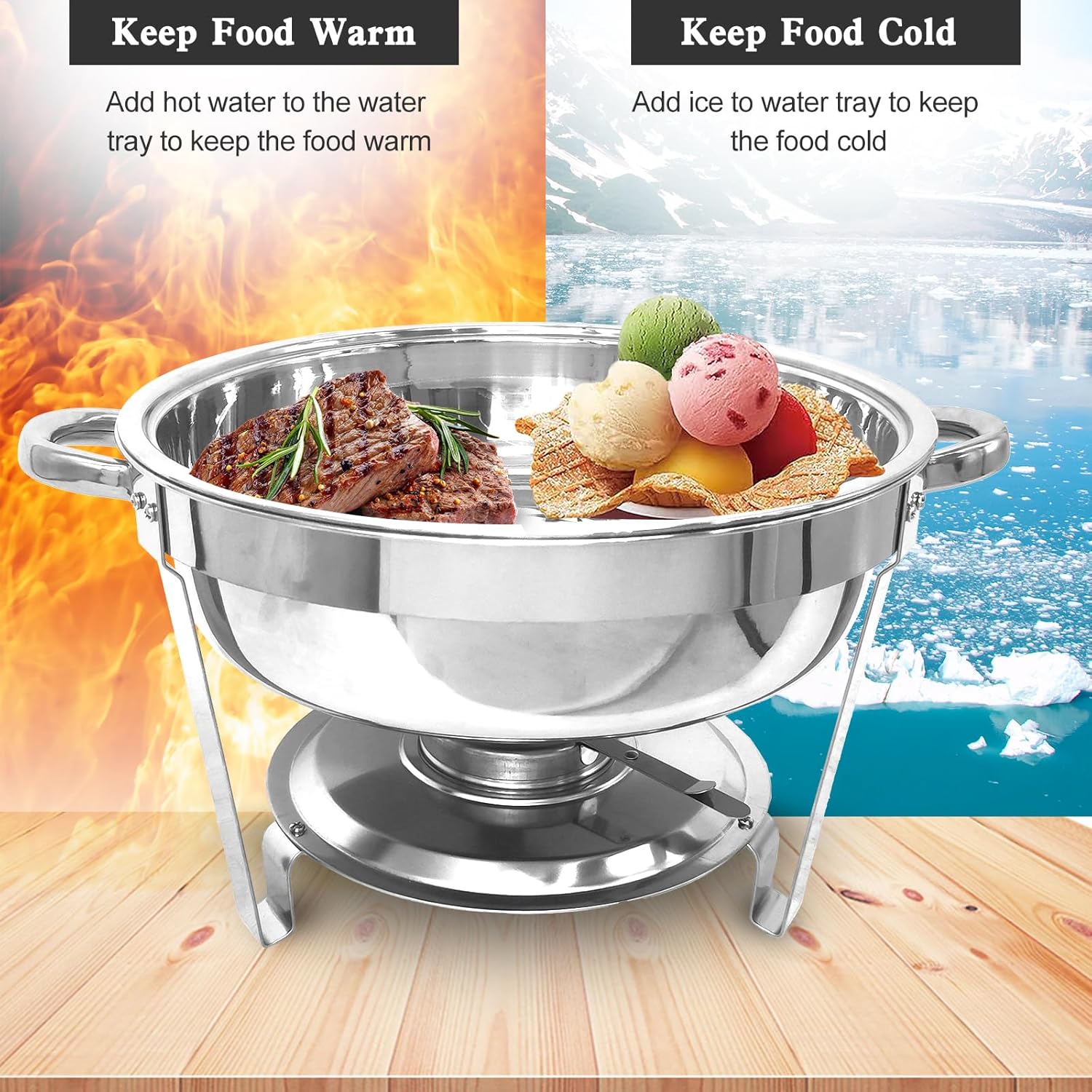 5 Qt Stainless Steel Chafing Dish Buffet Set 6 Pack V483