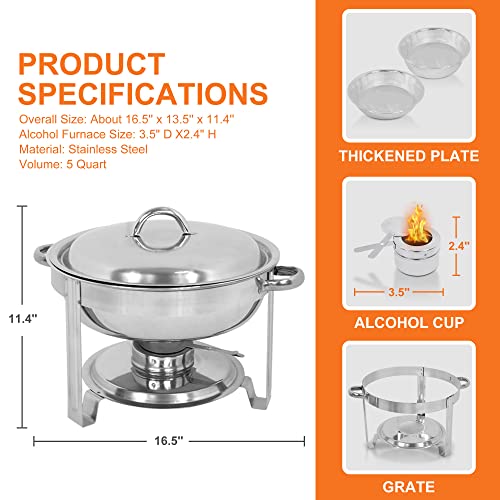 Upgraded 5 Qt Stainless Steel Chafing Dish Set of 2 with Food Pan and Lid H798792