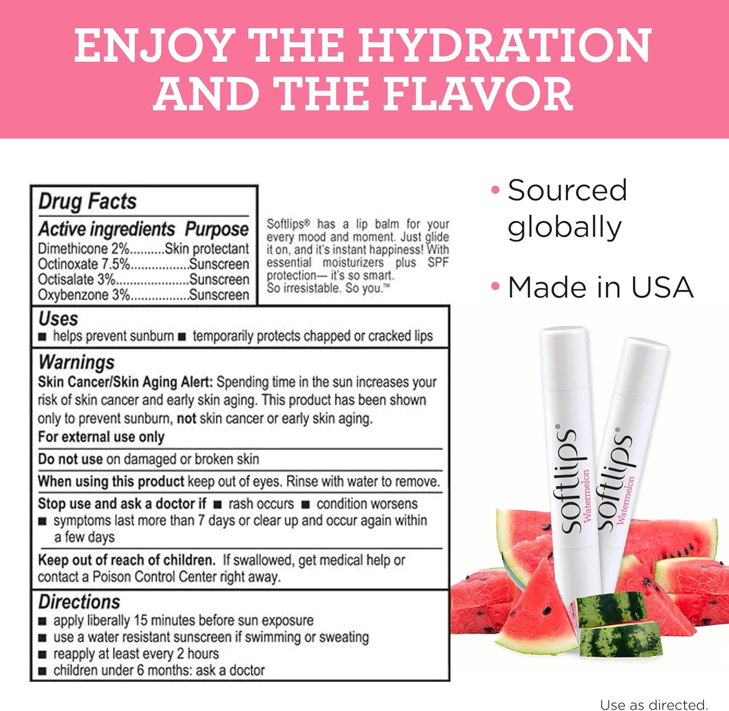 Softlips Watermelon Lip Balm 2-Pack SPF 20 Z81884