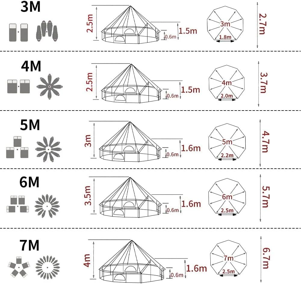 Waterproof Cotton Canvas Bell Tent with Stove Jack Hole for Family Camping C599