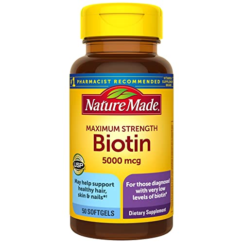 Nature Made Maximum Strength Biotin 5000 mcg, Dietary Supplement may help support Healthy Hair, Skin & Nails, 120 Softgels