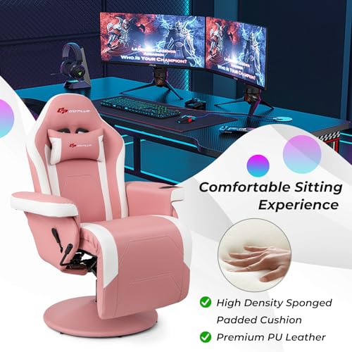 Goplus Massage Gaming Chair, Racing Recliner with Footrest, PU Leather N121