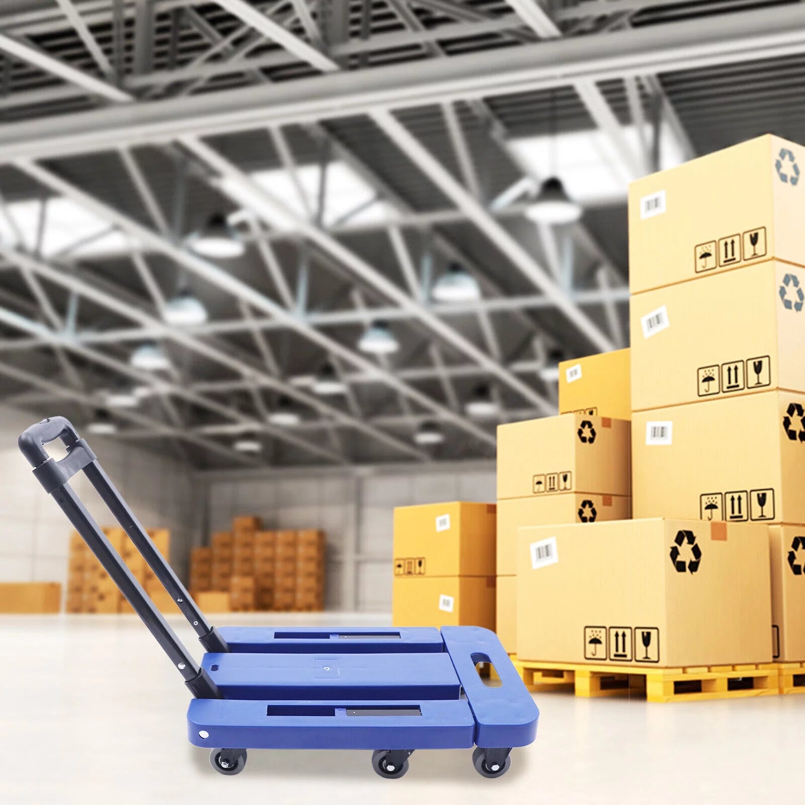 Folding Dolly Trolley Cart 220lbs Capacity 6 Wheels P5568