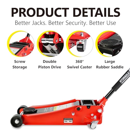 Pvillez Floor Jack, Heavy Duty Hydraulic Low Profile Steel Racing Jack, 2 Ton Capacity Blue H10635