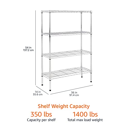 Amazon Basics 5-Shelf Adjustable Steel Wire Rack Storage Shelving, Chrome H984310