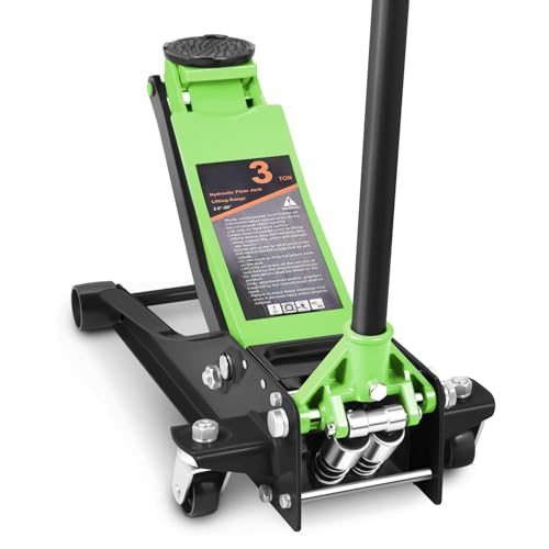 DNA MOTORING Floor Jack 3 Ton (6000 lbs) Capacity, Fast Lift Service Jack Low Profile Steel Heavy Duty Hydraulic Car Jack, Lifting Range 3"-20", Black, TOOLS-00475-BK