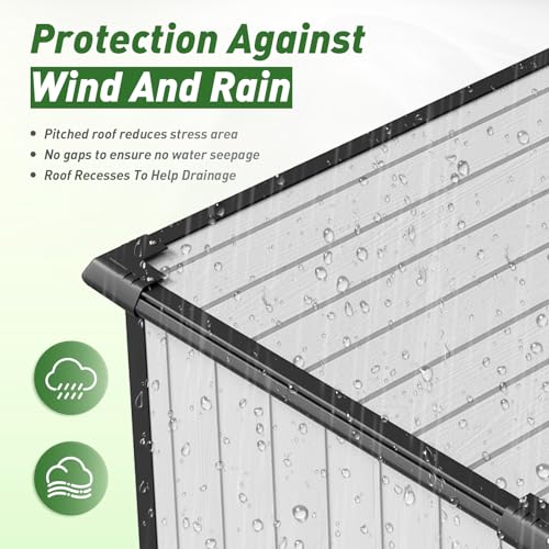 Aoxun 6 x 8 FT Outdoor Storage Shed with Window, Resin, Lockable Doors, Grey N693