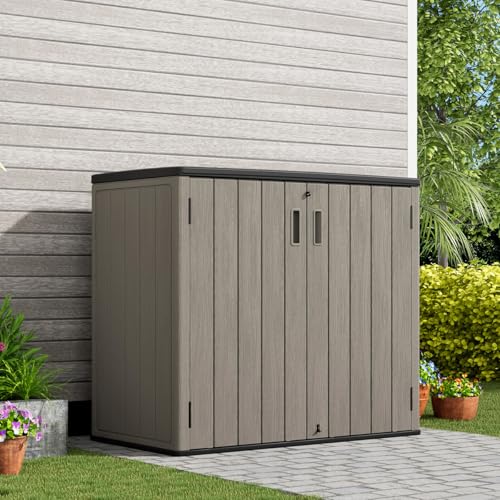 KINYING Outdoor Vertical Storage Shed 57 Cu.ft Waterproof Lockable Brown C842304