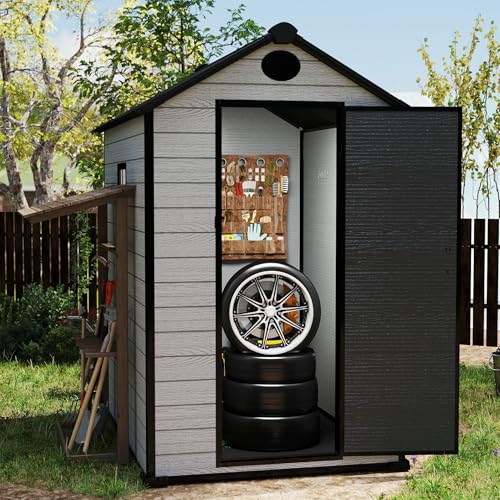 7.3 x 12 FT Resin Outdoor Storage Shed with Floor, Grey S427927