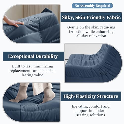 Bean Bag Chair for Adults Suede Microfiber Fireside Floor Chair 3-Seater Beige F151744