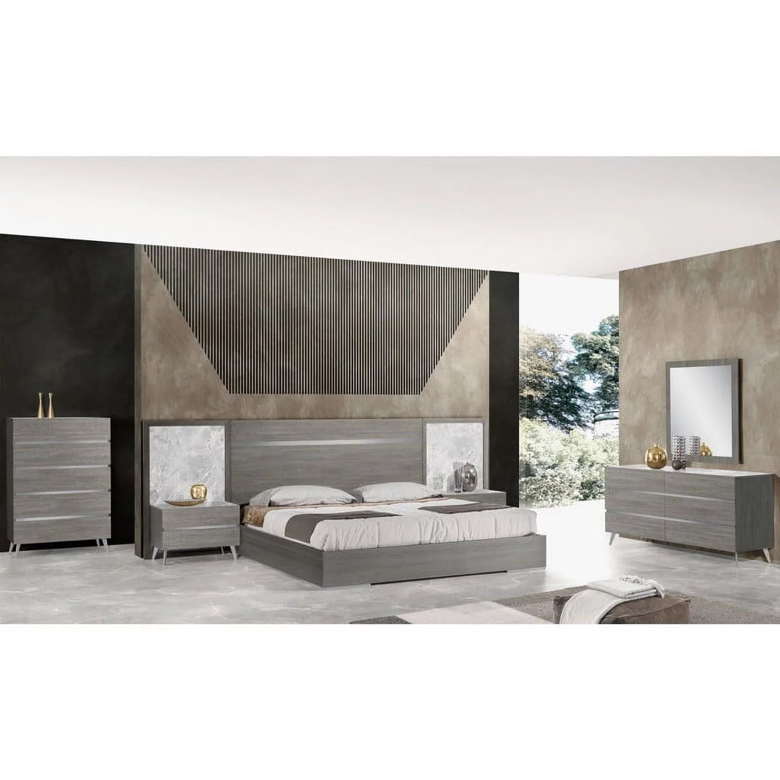 Victoria Premium 3-Piece Bedroom Set King Size Light Grey Oak E296055