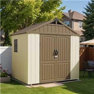 Patiowell 8 x 12 FT Plastic Outdoor Storage Shed with Floor, Window and Lockable Door F41822