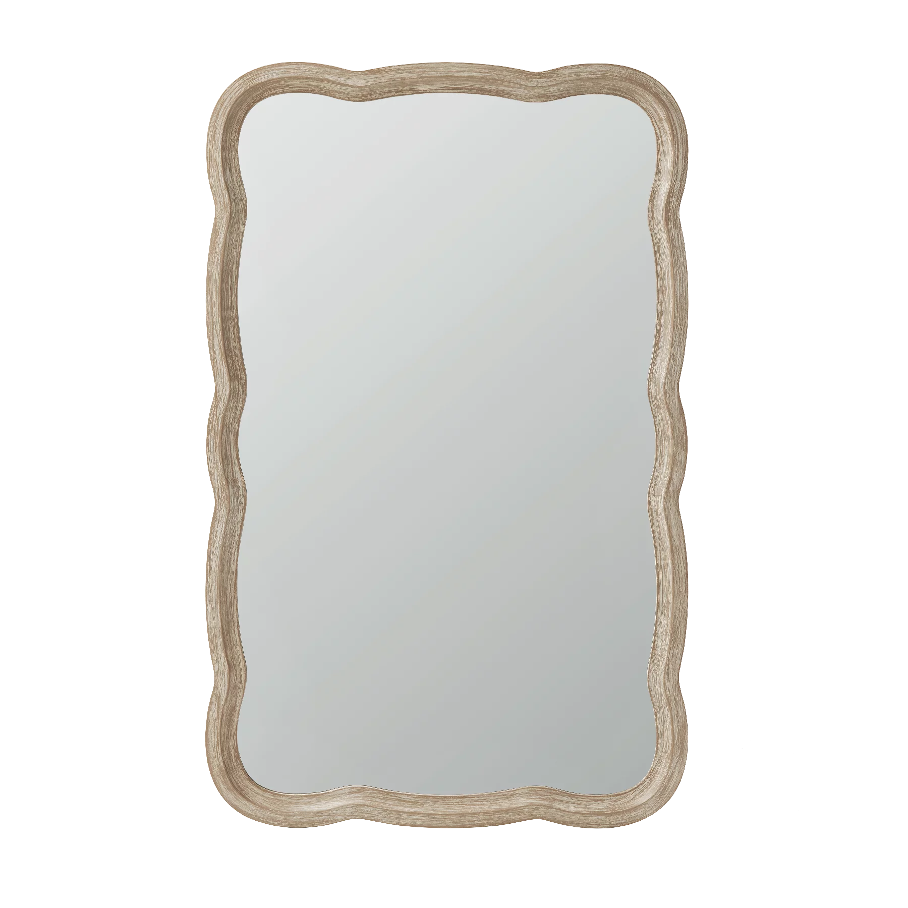 COZAYH Curved Wood Frame Accent Mirror, Farmhouse French Country Wall Mirror, 23.5"L x 38"W F7466