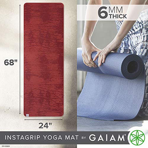 Gaiam Yoga Mat 6mm Insta-Grip Non Slip Exercise Mat for Yoga & Floor Workouts I207093