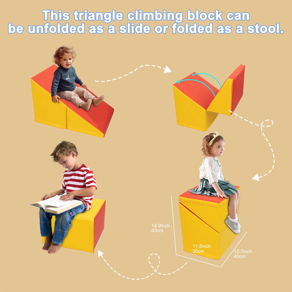 KORIMEFA 5 PCS Kids Climbing Toys for Toddlers 1-3, Soft Foam Blocks Indoor Playset U246