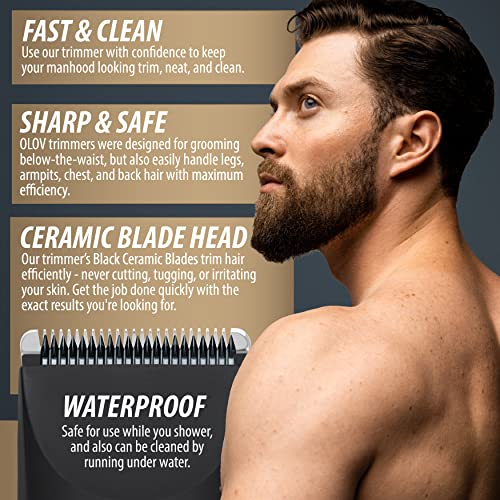 OLOV Electric Body Hair Trimmer for Men with Ceramic Blade, USB Recharge Dock G2443