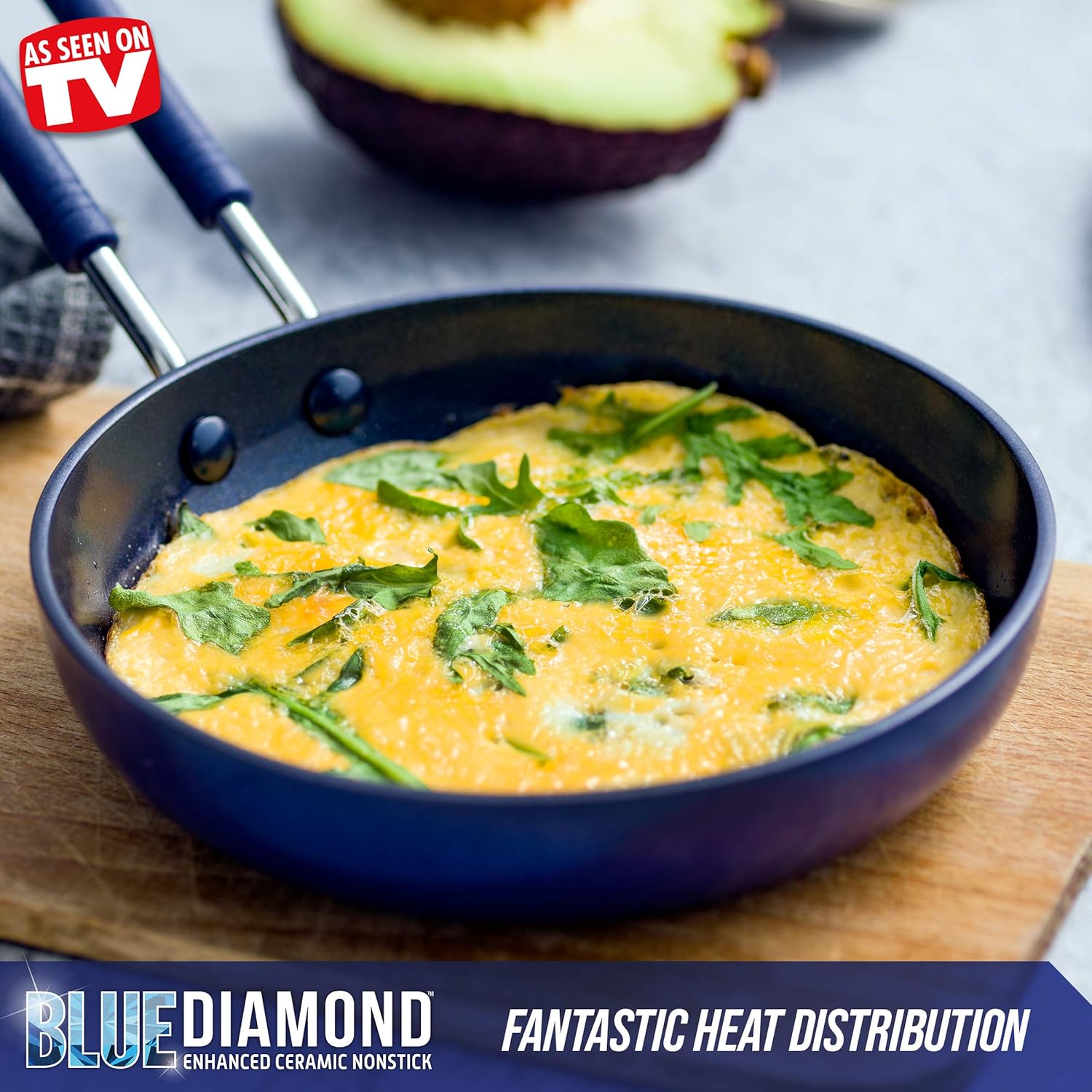 Blue Diamond Diamond Infused Ceramic Nonstick 12" Frying Pan with Lid, PFAS-Free, Oven Safe V747131