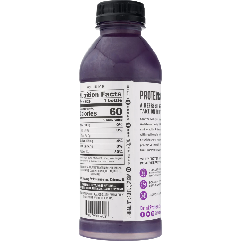 Protein2o 15g Whey Protein Infused Water, Harvest Grape, 16.9 oz E255