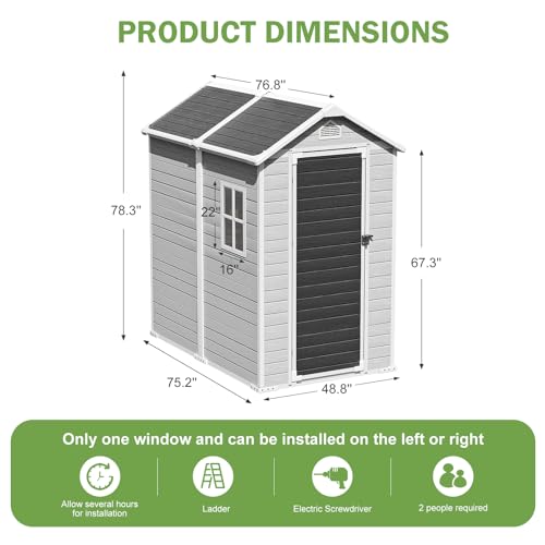 8x6x7 FT Resin Storage Shed, Waterproof Outdoor Tool Shed with Floor, Dove Grey C693740