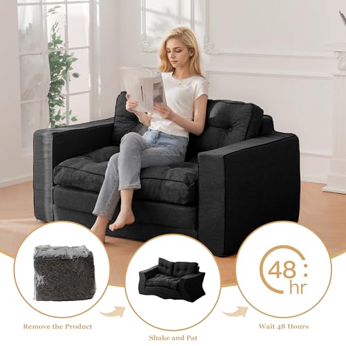YOSHOOT Loveseat Sleeper Sofa 55" Convertible Sofa Bed Couch with Reclining Backrest U145129