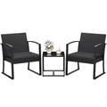 Homall 3 Piece Resin Outdoor Bistro Set with Cushions and Table, Black T139662
