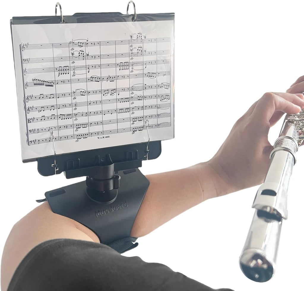 Marching Lyre MB-FP10, Adjustable Marching Band Music Lyre for Flute and Piccolo with 10 Pages, Holds 20 Sheets of Music