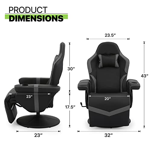 Magshion 360° Swivel Gaming Recliner Chair, Ergonomic PU Leather, Grey G328110