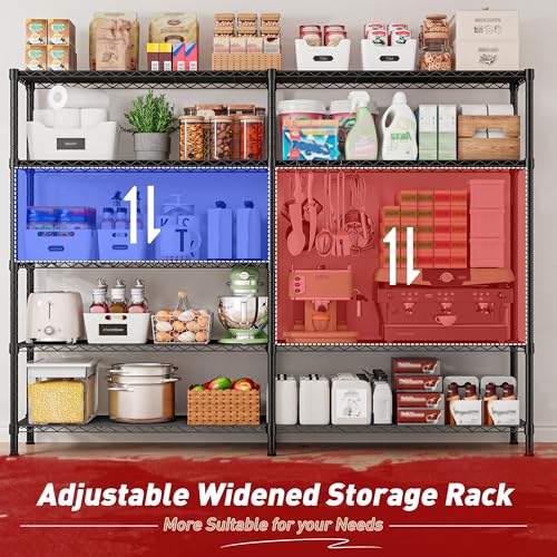 REIBII 73''W 5-Tier Metal Shelving Unit, Heavy Duty Wire Storage Rack F431