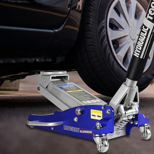 Pvillez Floor Jack, Heavy Duty Hydraulic Low Profile Steel Racing Jack, 2 Ton Capacity Blue H10635