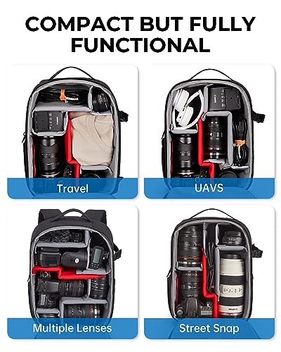 BAGSMART Camera Backpack, Expandable DSLR Travel Bag with 15.6" Laptop Compartment, Black L75343