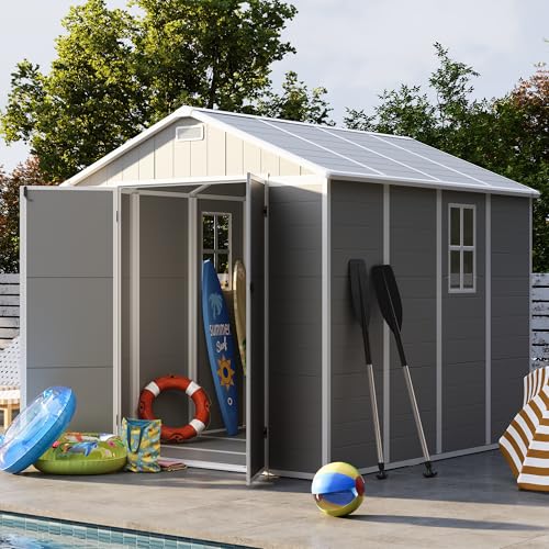 UDPATIO Outdoor Storage Shed 6x6 FT Resin Garden Shed with Lockable Door D90316