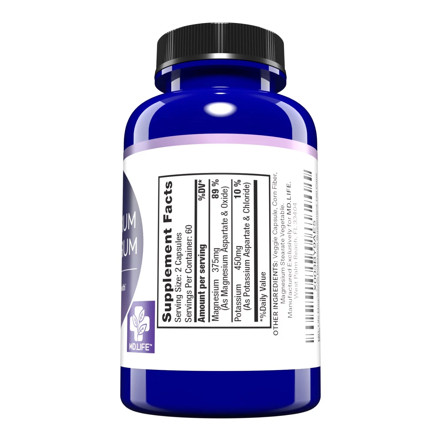 MD. Life Magnesium Potassium Supplement 120 Ct P3416